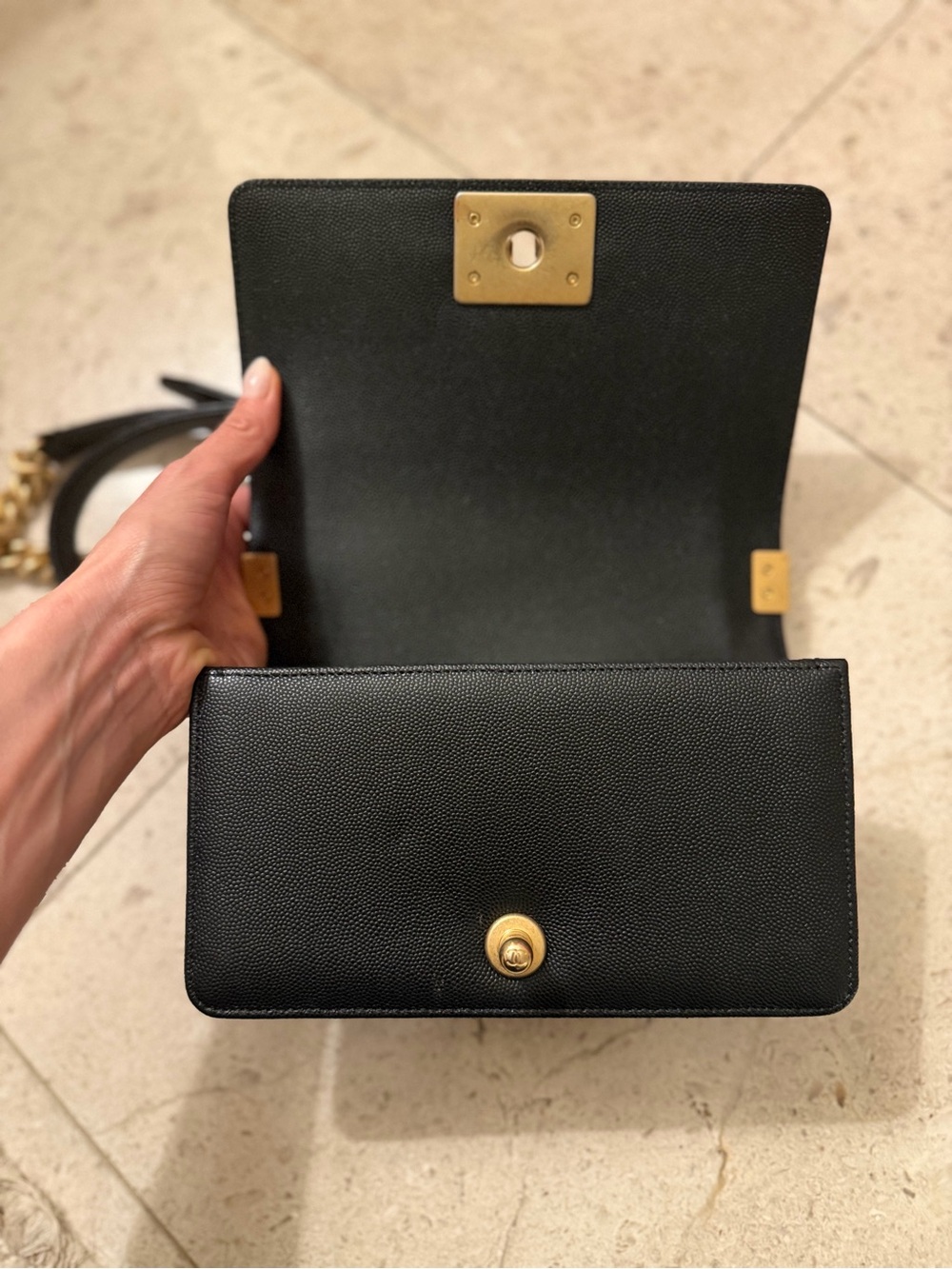 CHANEL Black Quilted Boy Crossbody with Gold Hardware - Picture 7 of 11
